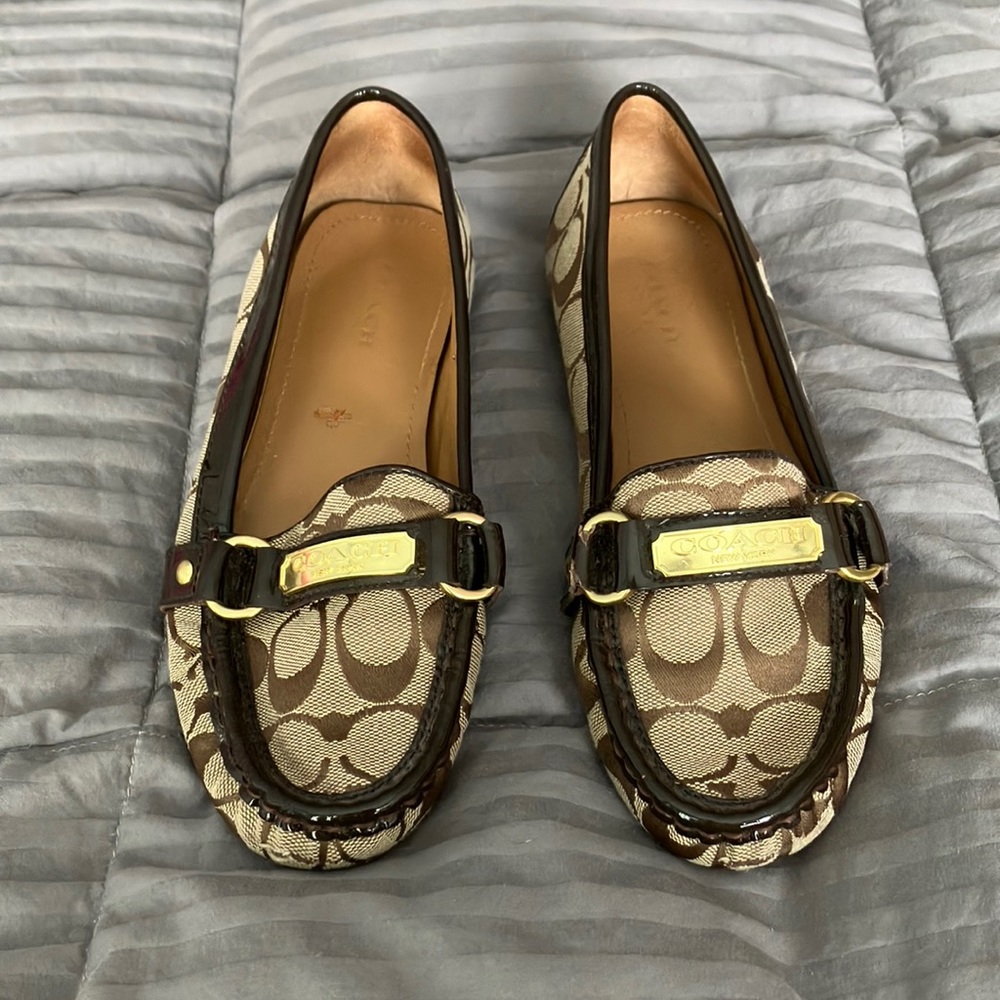 New Coach Felisha Canvas and Patent Leather Moc, size 7